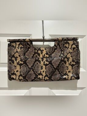 Banana Republic Bridgeport Oversized Snakeskin Leather Clutch